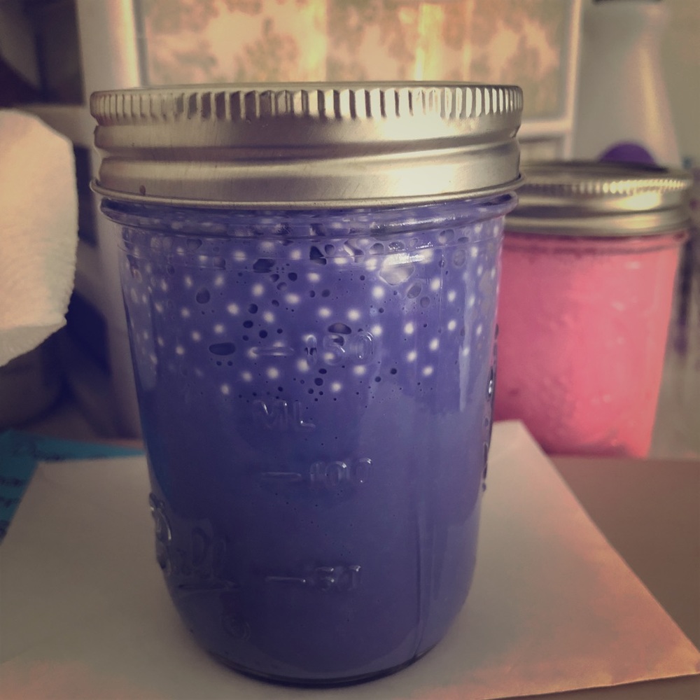 Purple slime with white floam beads